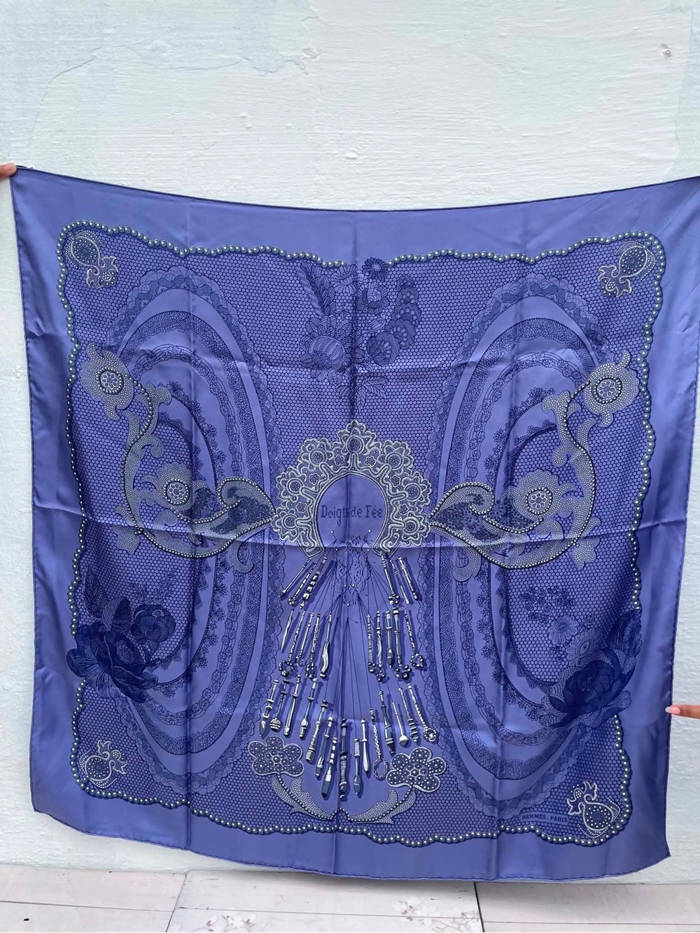 Hermes Lavender and Purple Silk Scarf